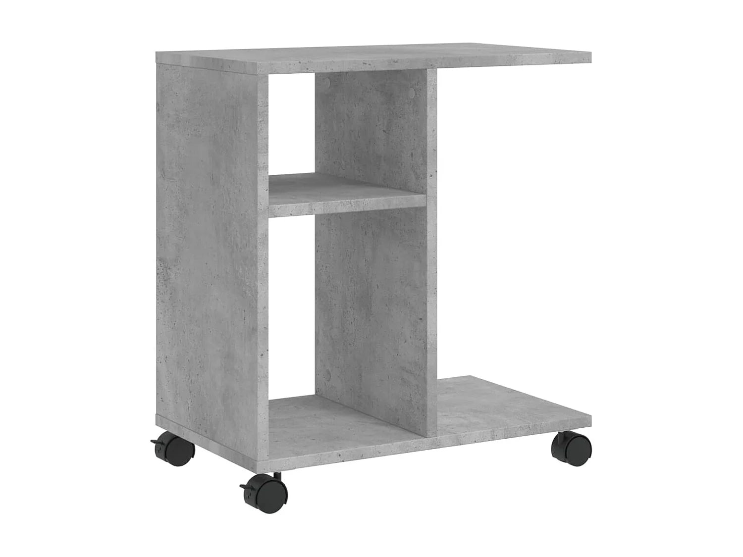 Bout de canapé gris béton à roulettes en bois – ROLLO