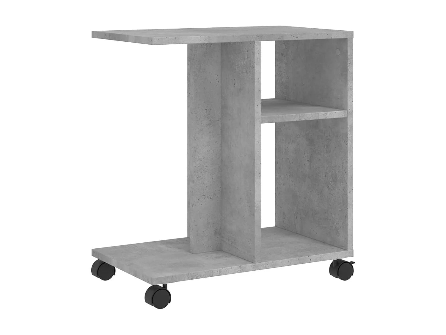 Bout de canapé gris béton à roulettes en bois – ROLLO