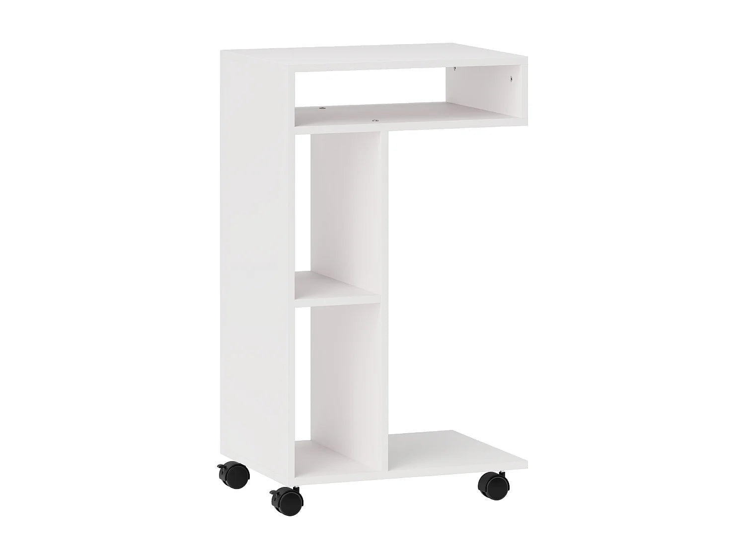 Bout de canapé en C blanc à roulettes – COSY