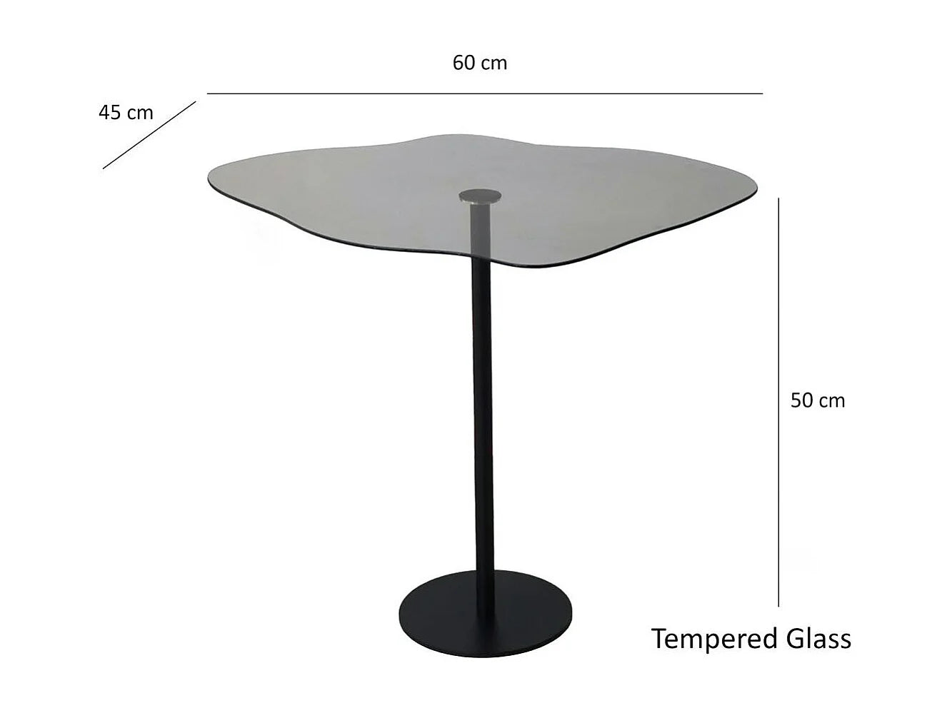 Bout de canapé en verre fumé forme organique – TULOA