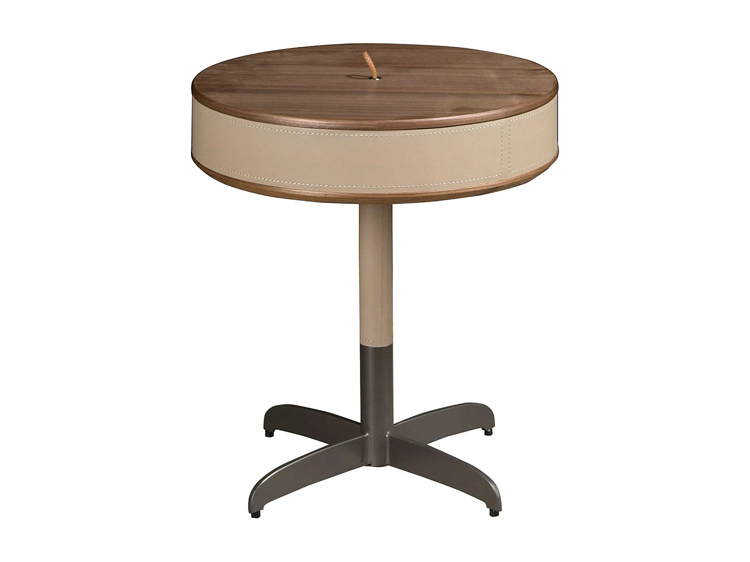 Bout de canapé d'angle rond noyer et acier – VISON