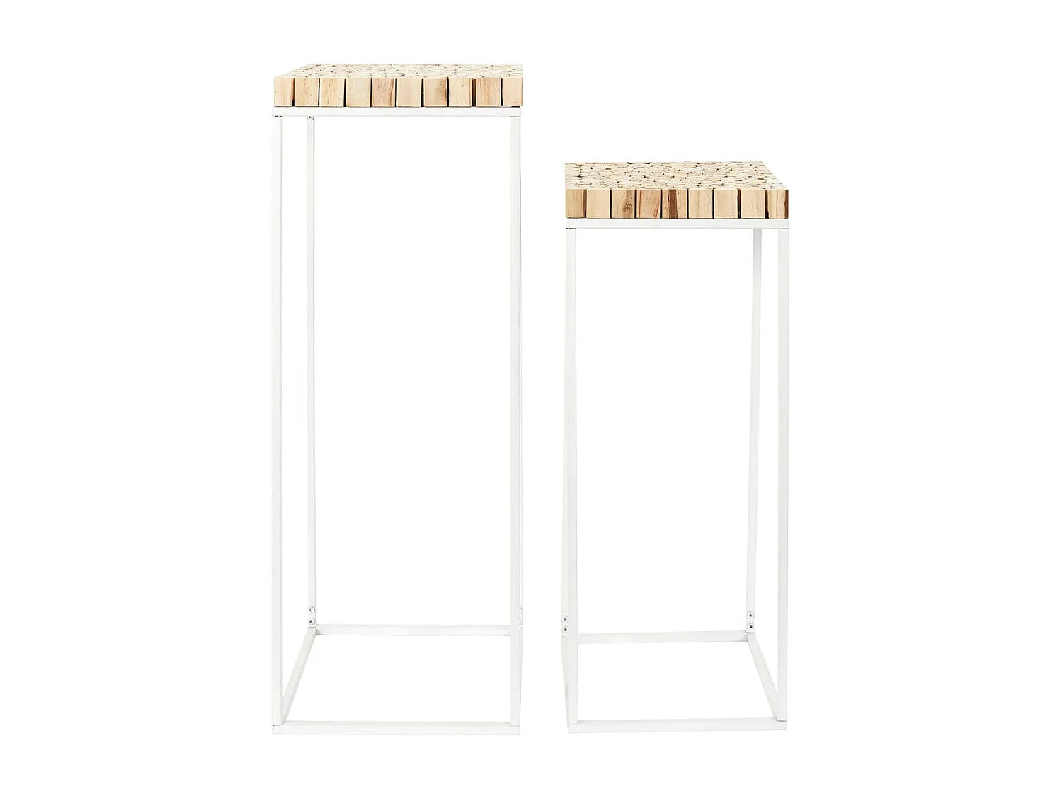 Bout de canapé gigogne bois et métal blanc – FJORD