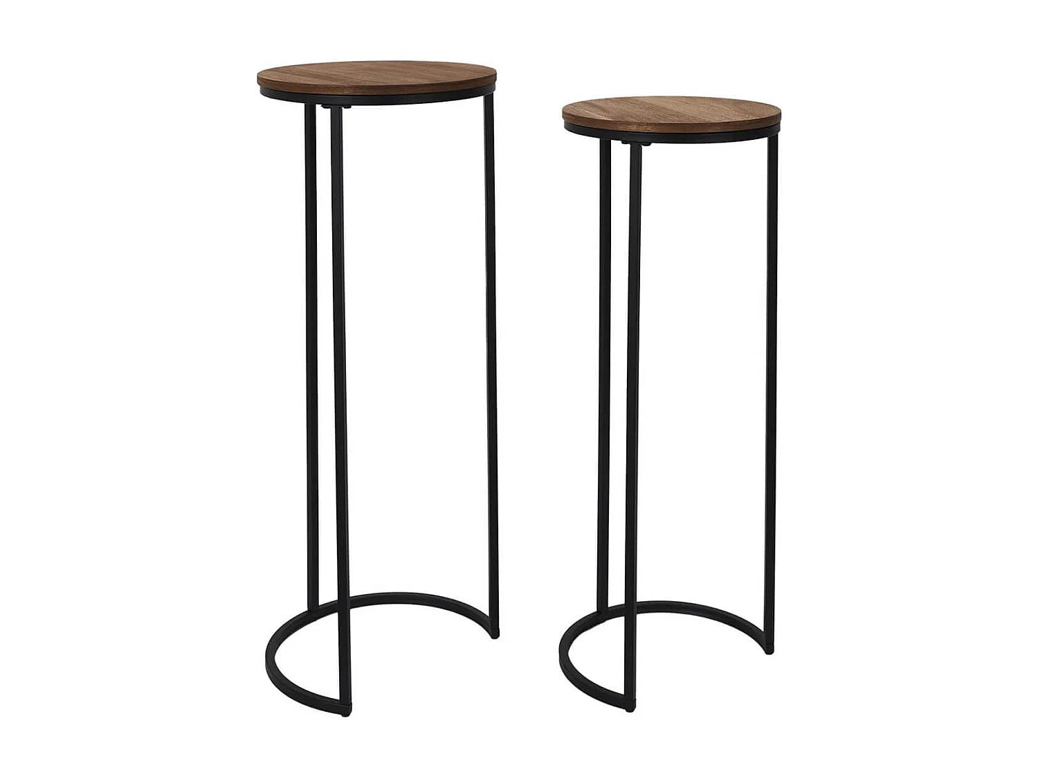 Bout de canapé gigogne bois et métal noir lot – VESPER