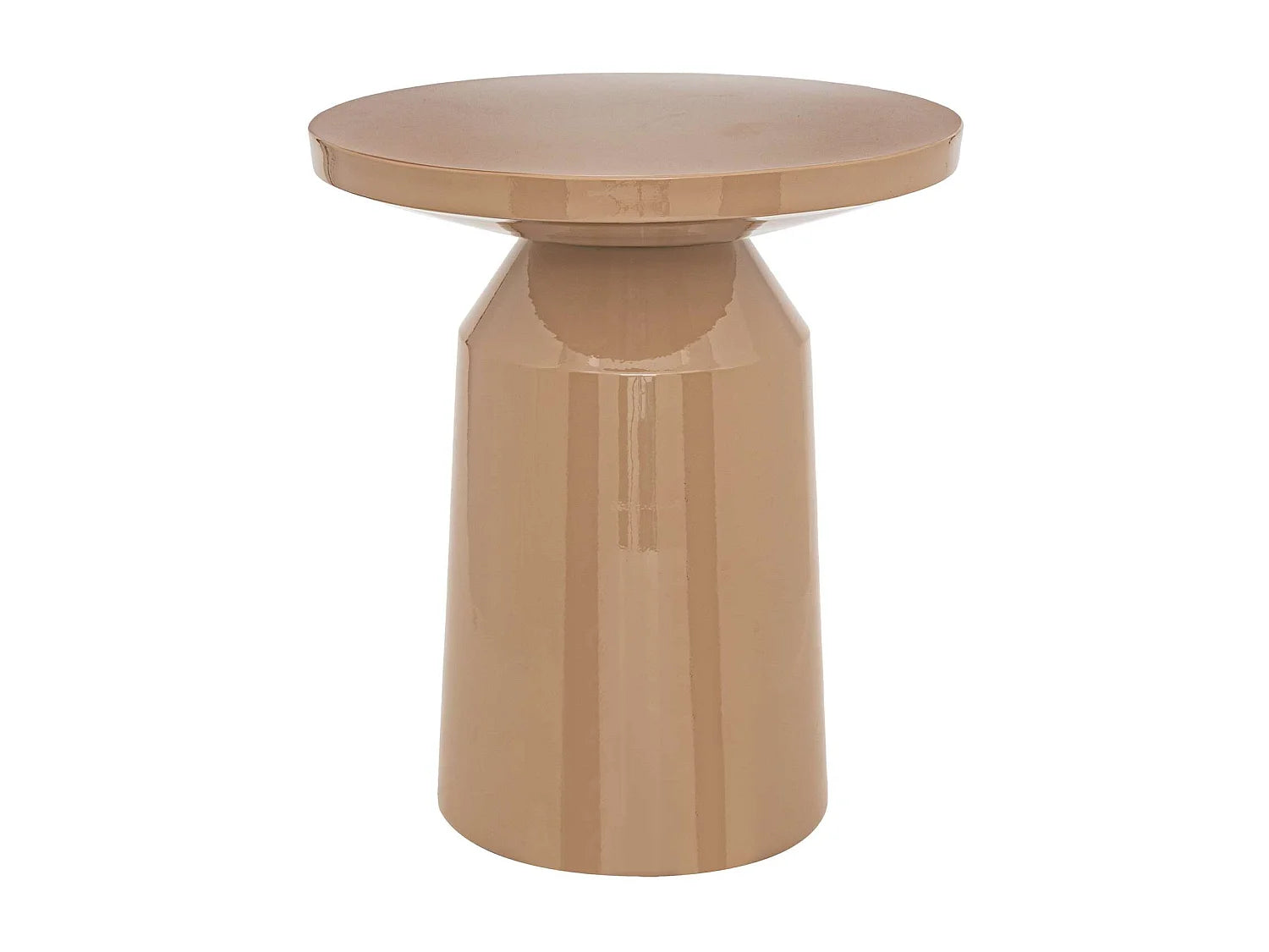 Bout de canapé rond en métal beige brillant – SITA