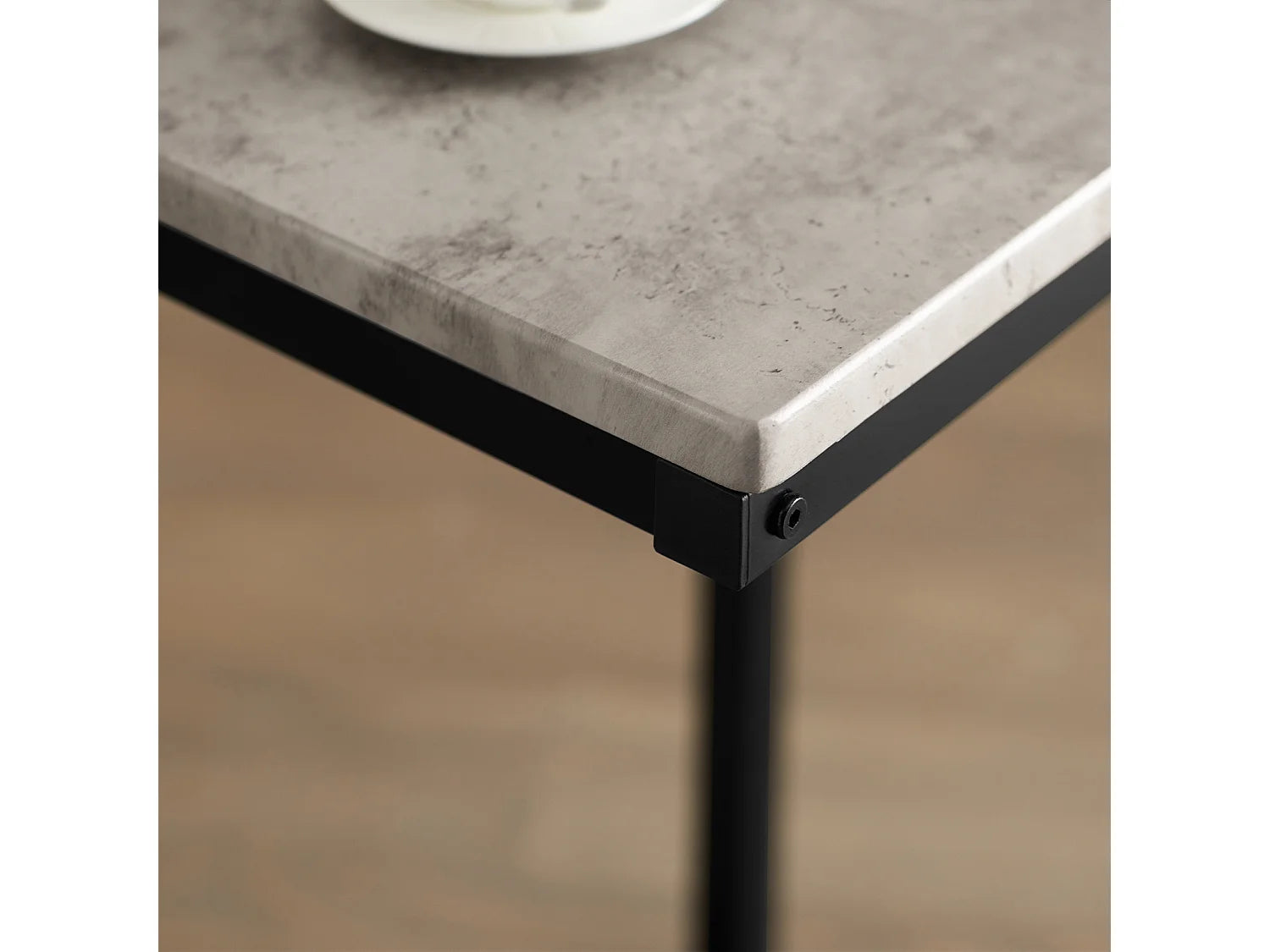 Bout de canapé en métal gris clair en forme de C – ENCAS