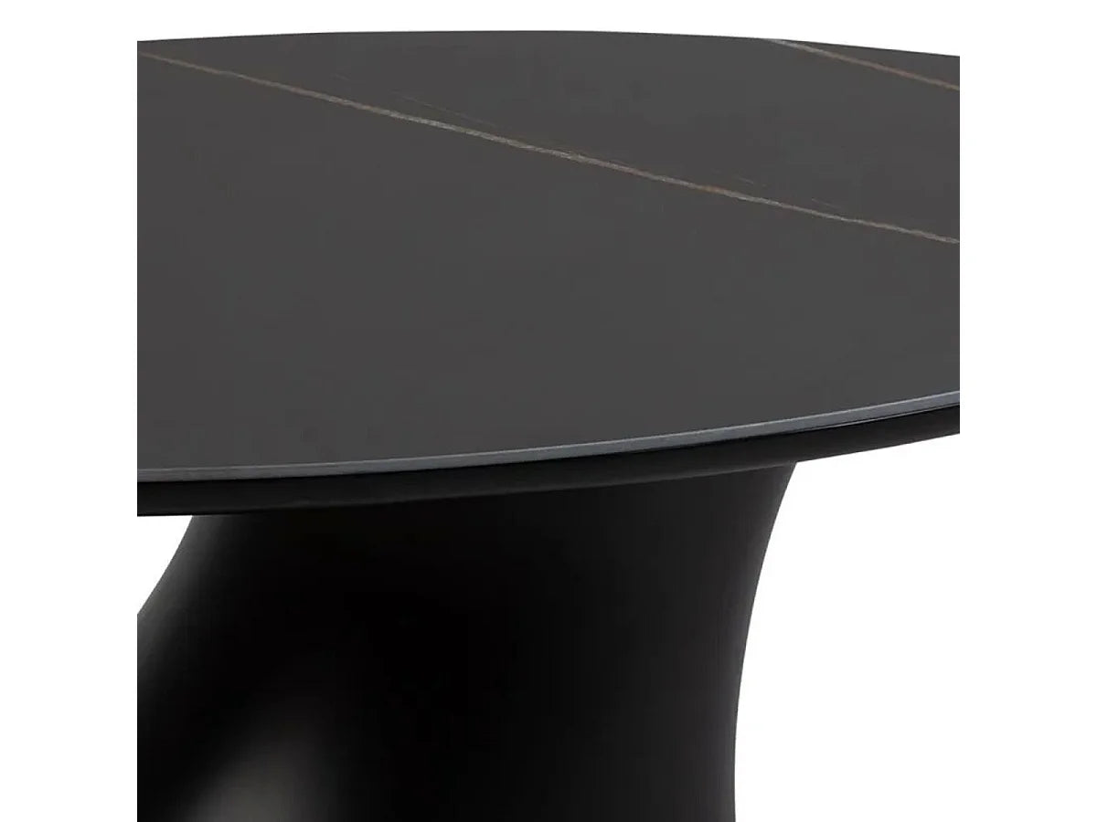Bout de canapé céramique effet marbre noir – MARBLÉ