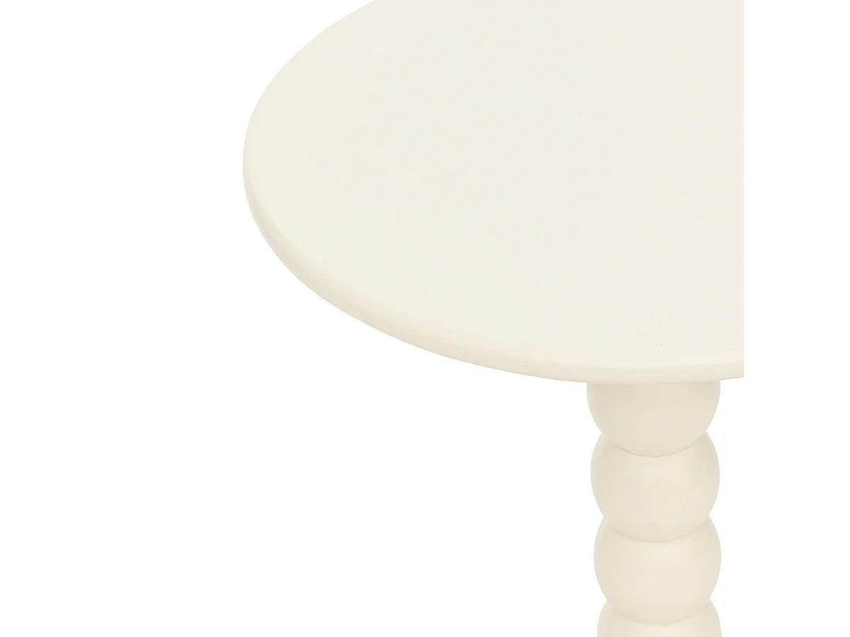 Bout de canapé rond en bois blanc cassé – LUNIS