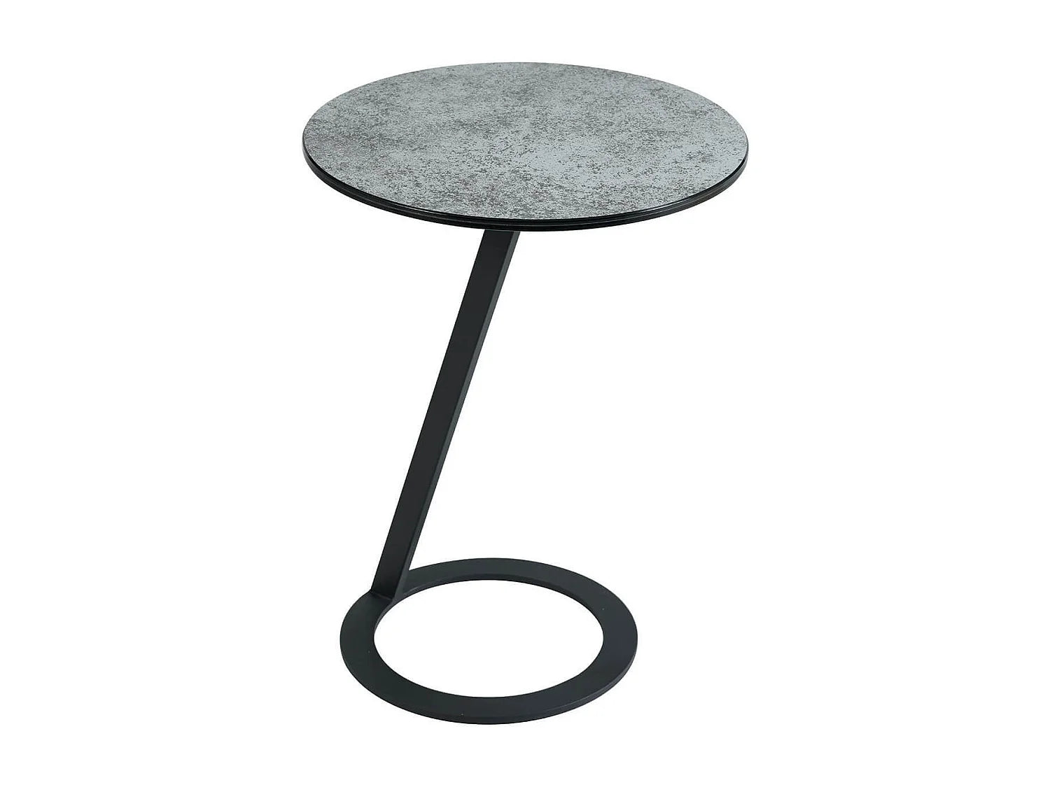 Bout de canapé rond aspect céramique gris – DRAKO