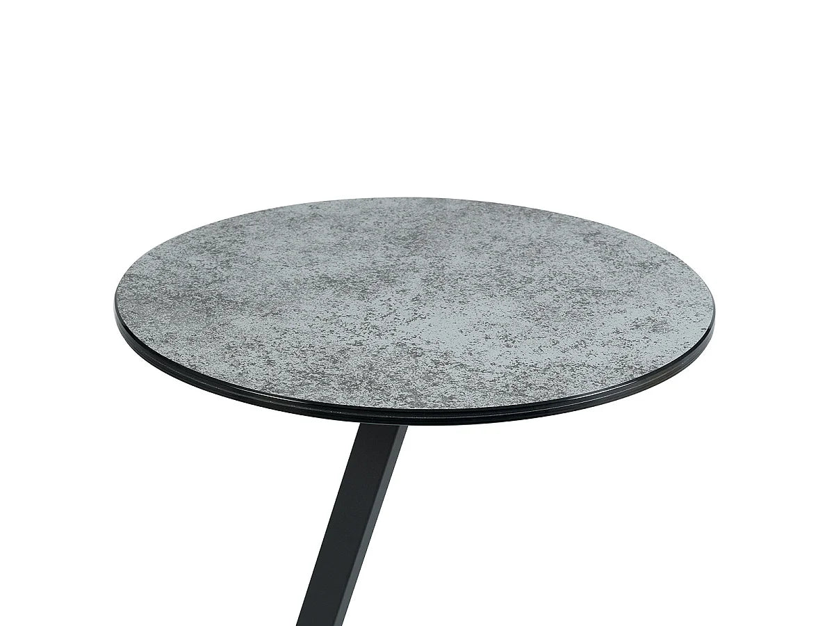 Bout de canapé rond aspect céramique gris – DRAKO