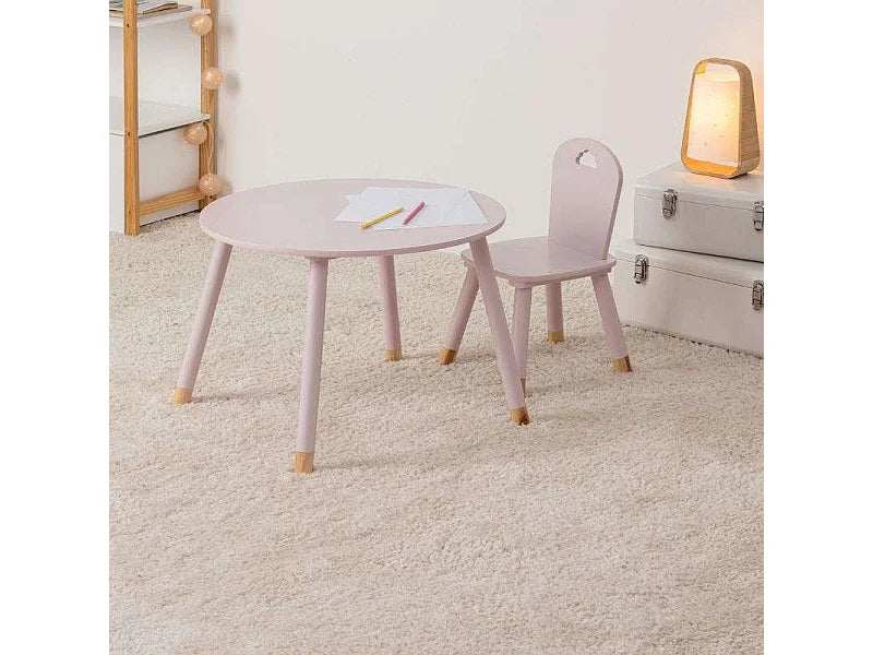 Bout de canapé rond en bois rose – PIVOINE