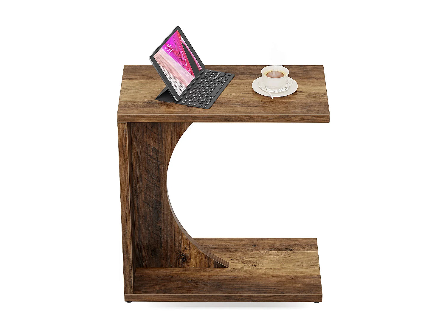 Bout de canapé en C compact en MDF marron – COZY
