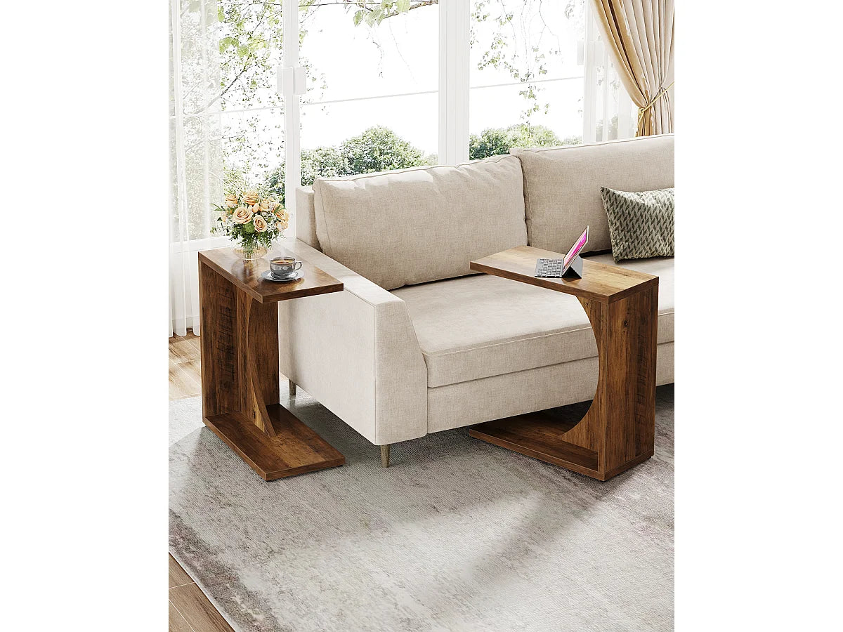 Bout de canapé en C compact en MDF marron – COZY