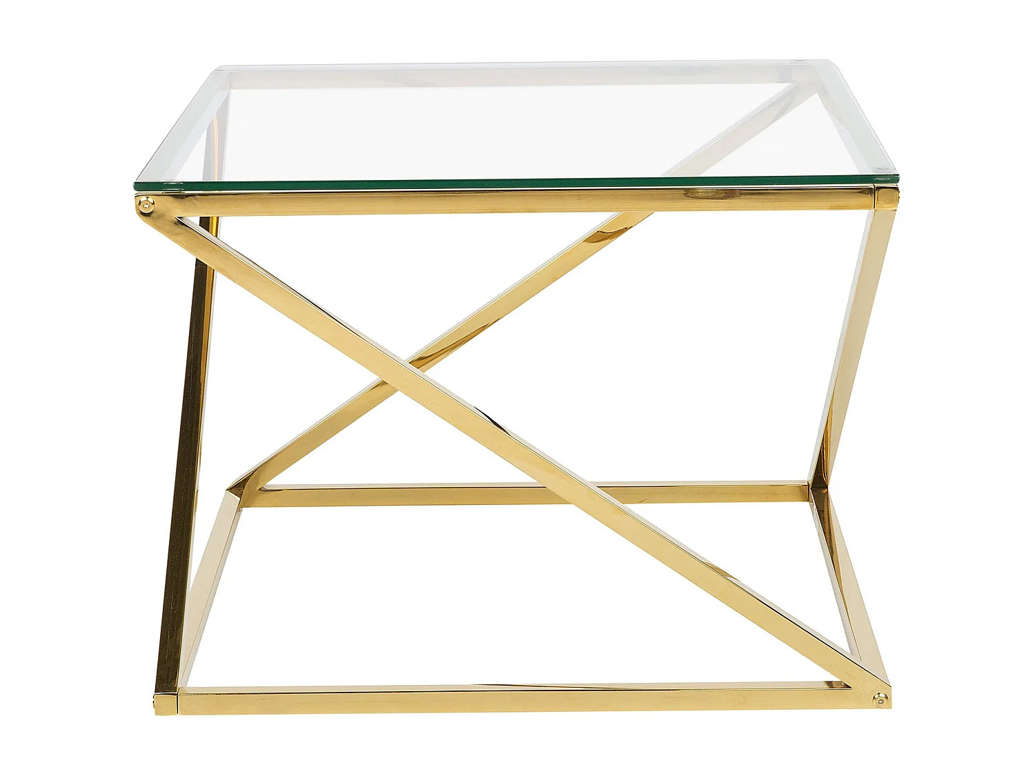 Bout de canapé en verre et métal doré – ASTRID
