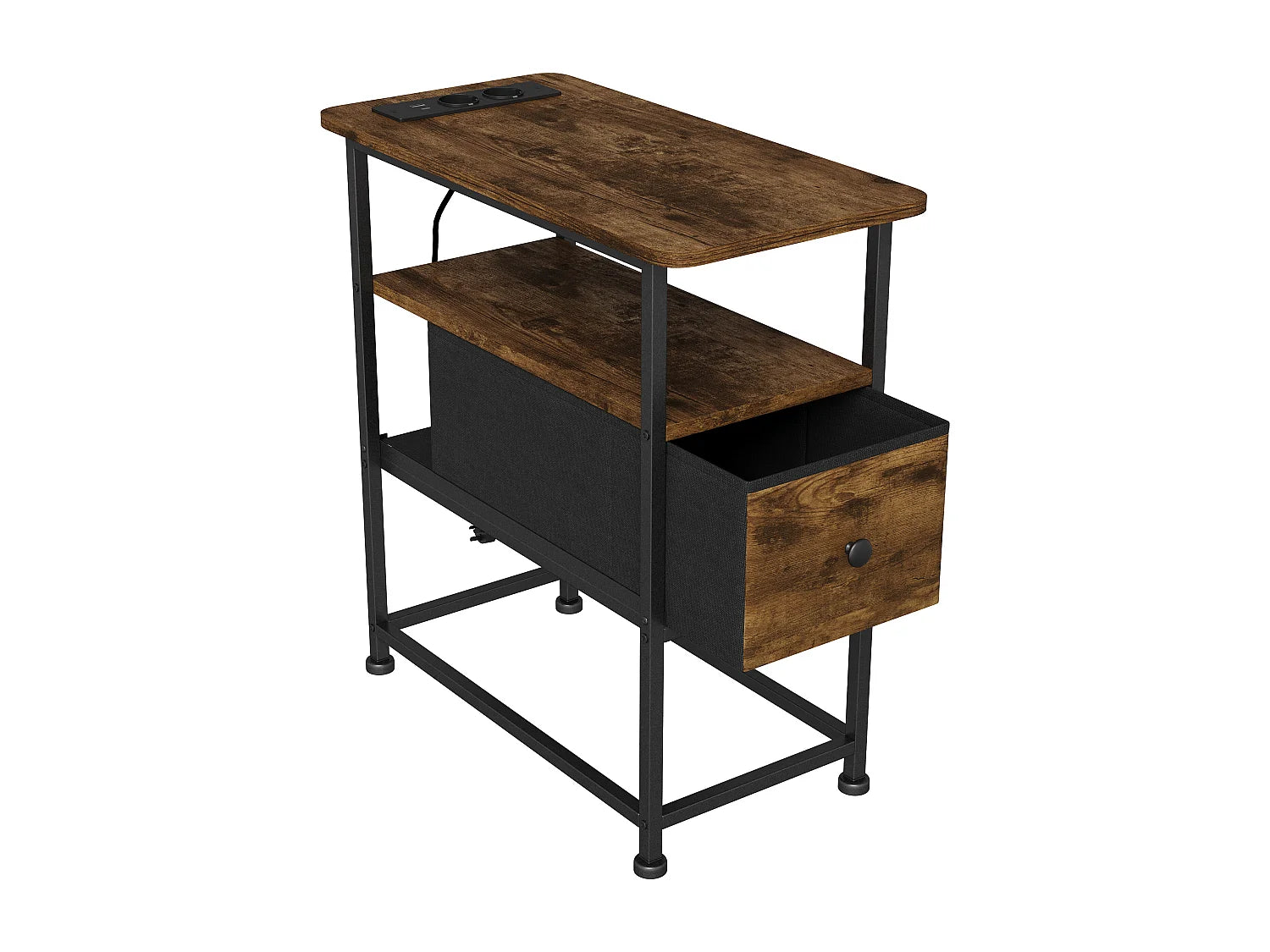 Bout de canapé carré bois vintage avec tiroir – BRUNALT