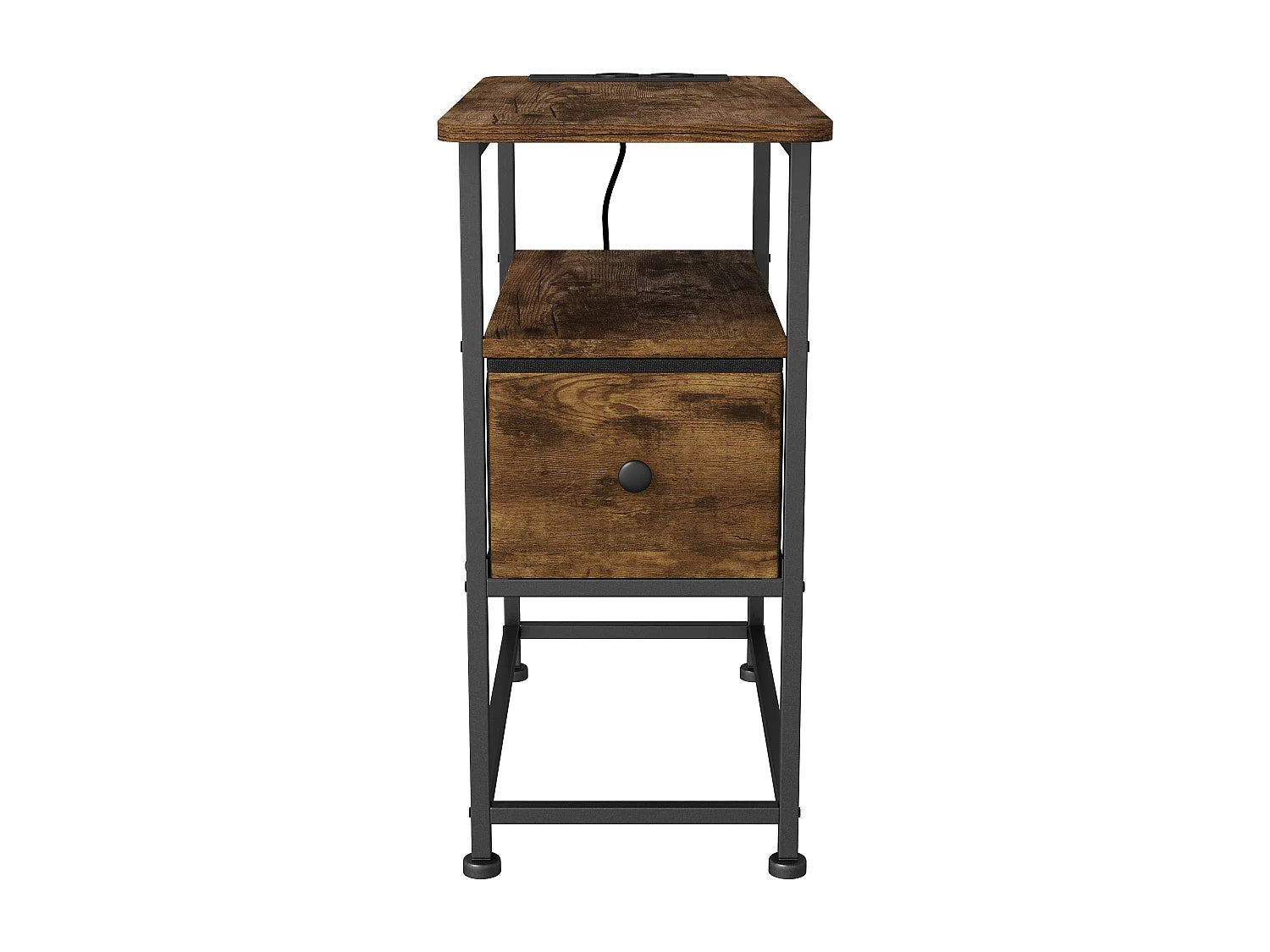 Bout de canapé carré bois vintage avec tiroir – BRUNALT