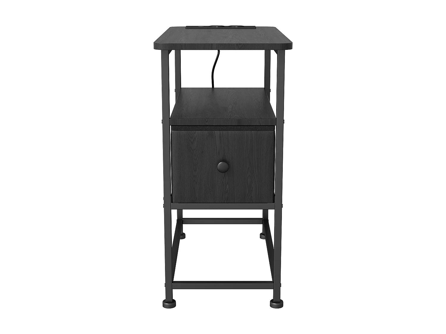Bout de canapé carré noir LED tiroir étagères – NOCTA