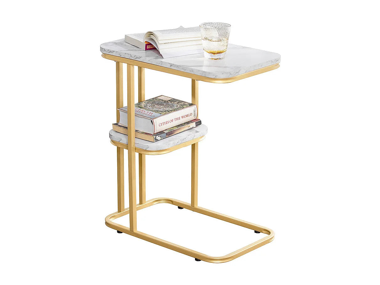 Bout de canapé effet marbre et métal doré – AURELIA