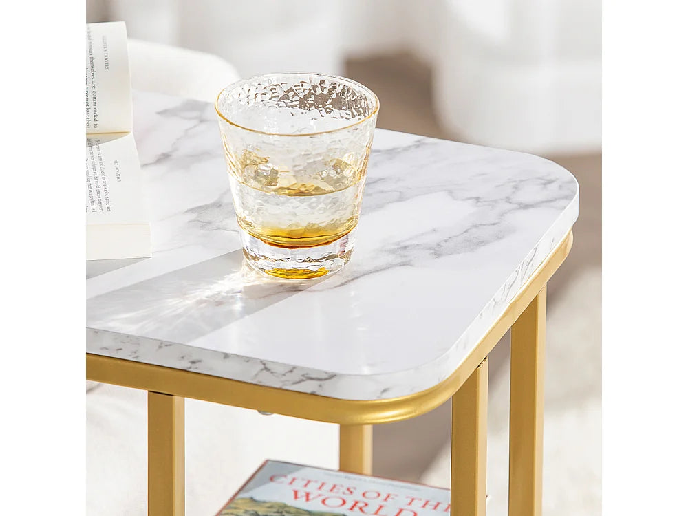 Bout de canapé effet marbre et métal doré – AURELIA