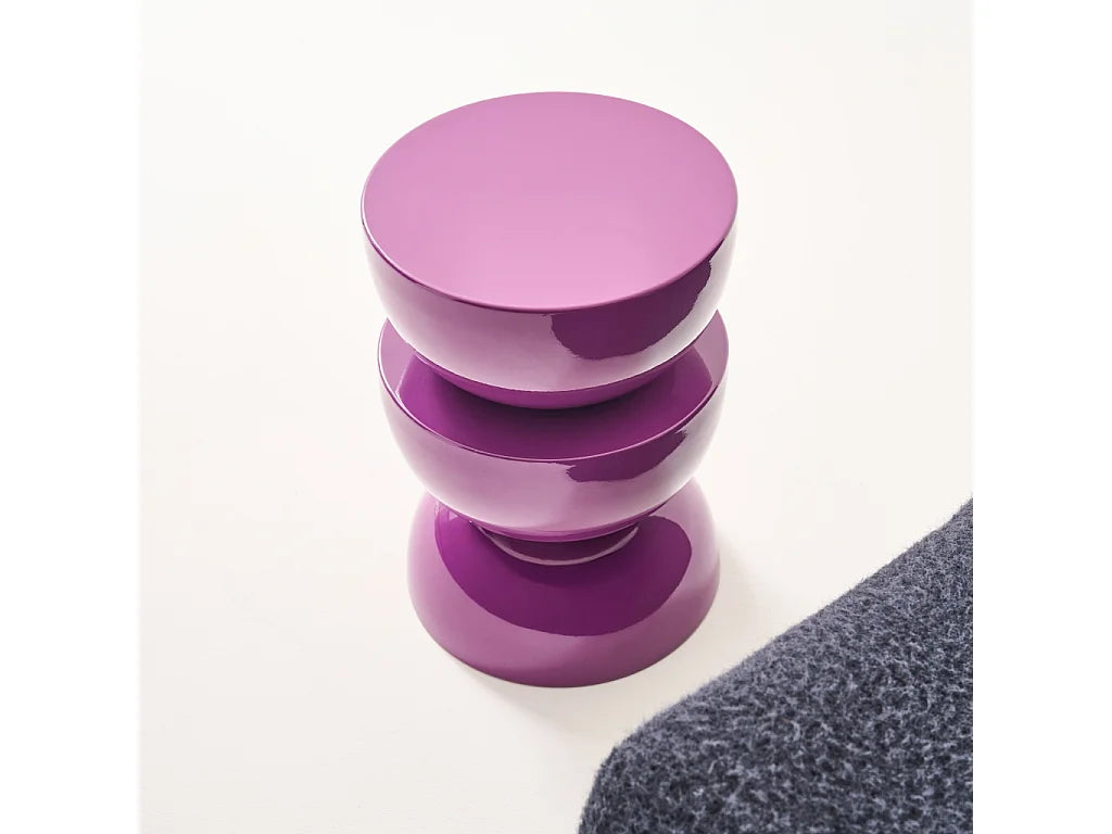 Bout de canapé rond en métal violet brillant – COVELLE