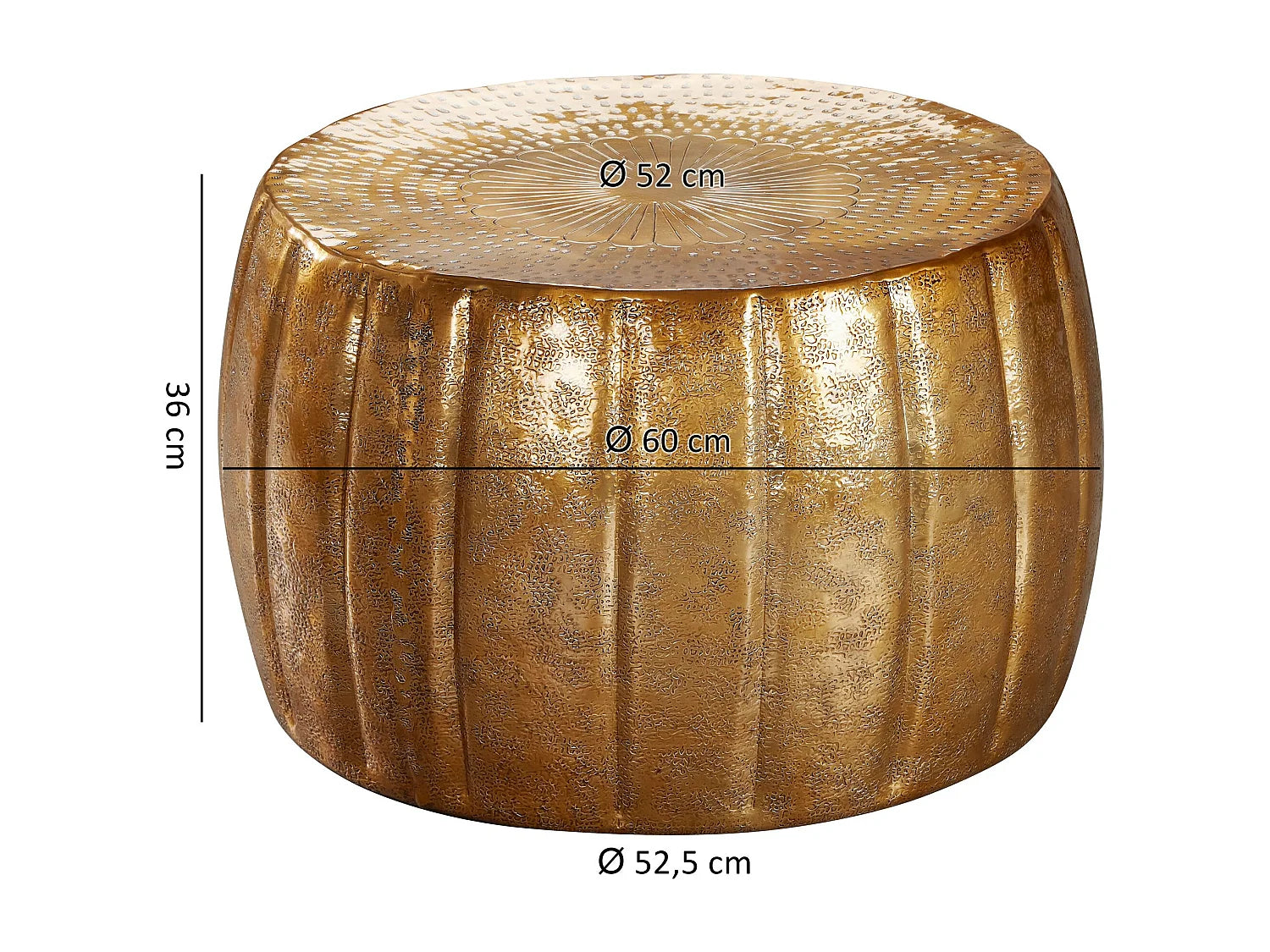 Bout de canapé rond en aluminium doré oriental – SAHARA