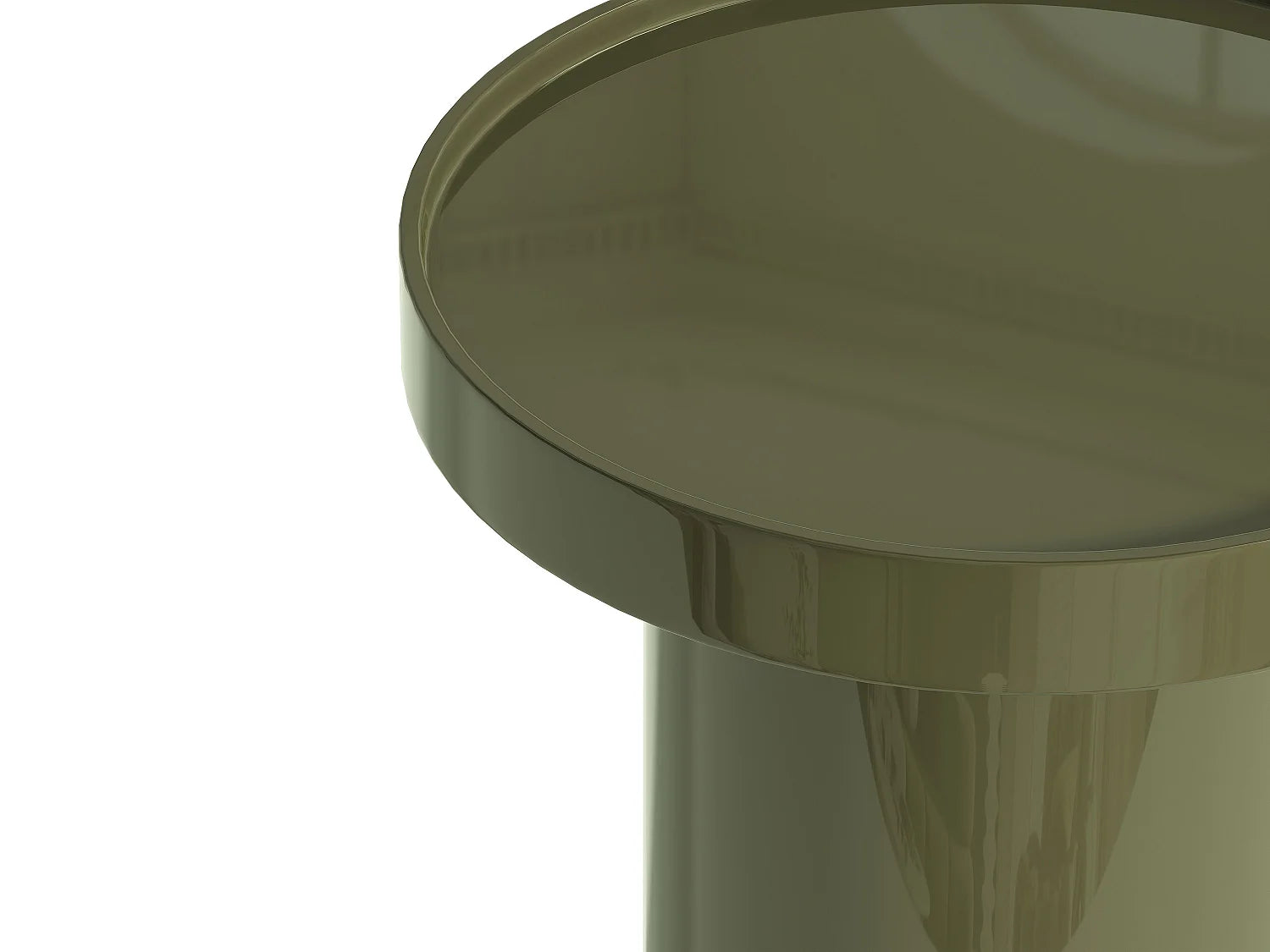 Bout de canapé rond laqué kaki brillant – LUMO