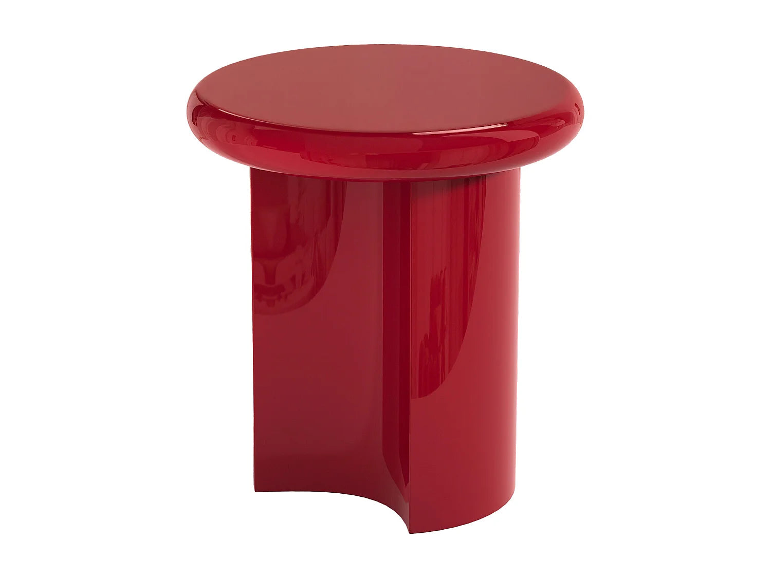 Bout de canapé rond en MDF rouge laqué – RUBIS