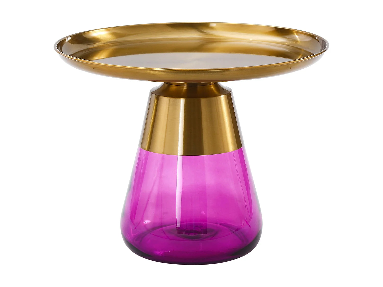 Bout de canapé rond doré plateau rose – LUMINA