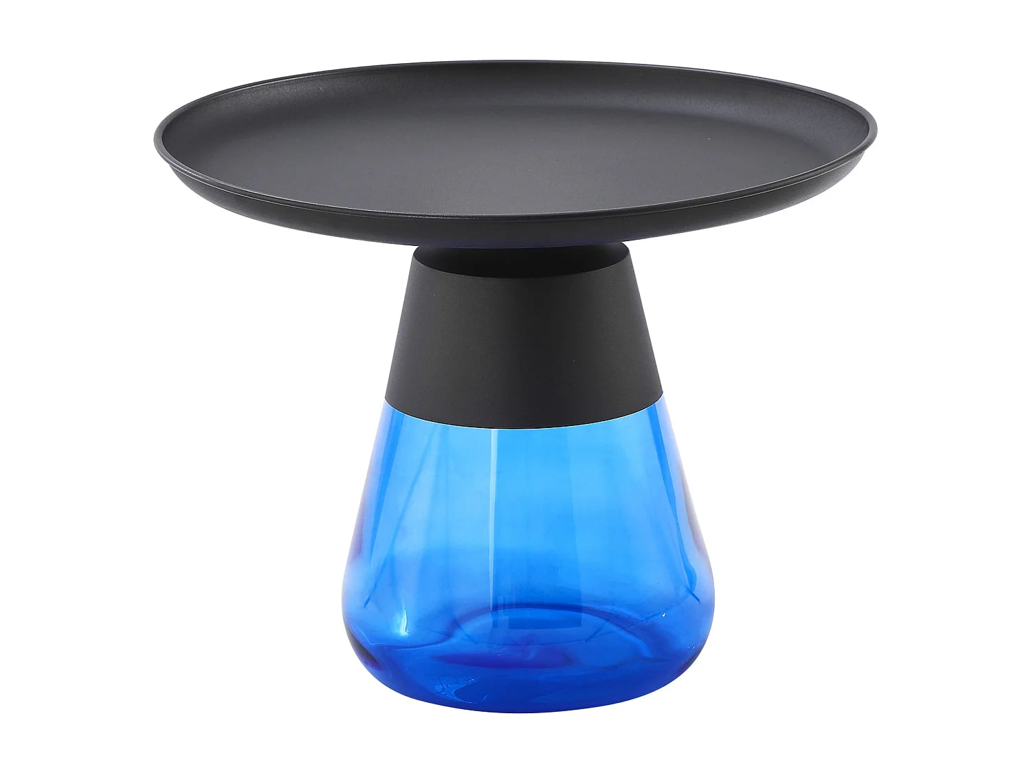 Bout de canapé rond doré plateau bleu verre – NAVELLE