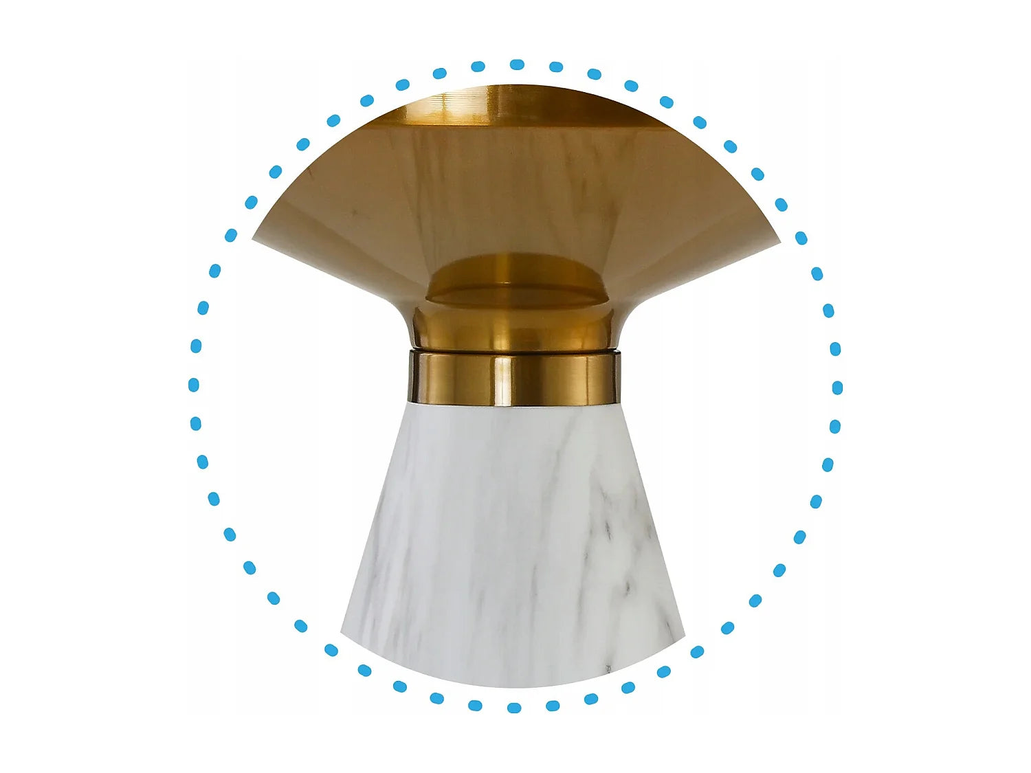 Bout de canapé rond marbre blanc et doré – MARVELLA