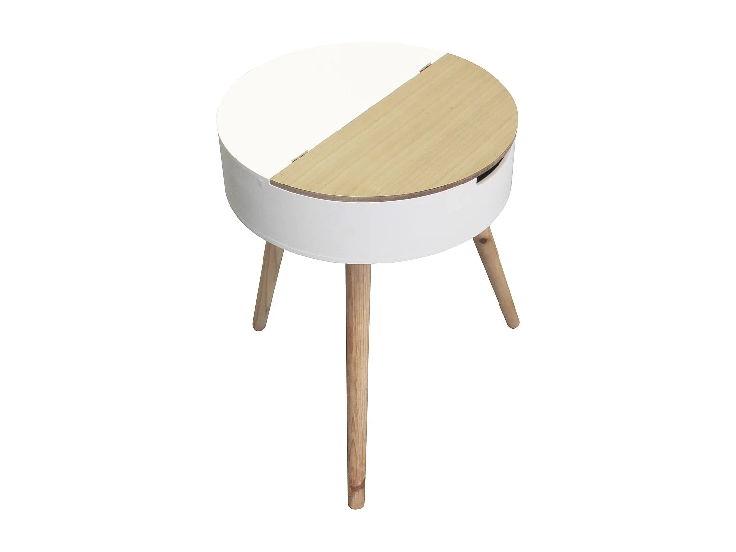 Bout de canapé coffre scandinave blanc et beige – NOVAK