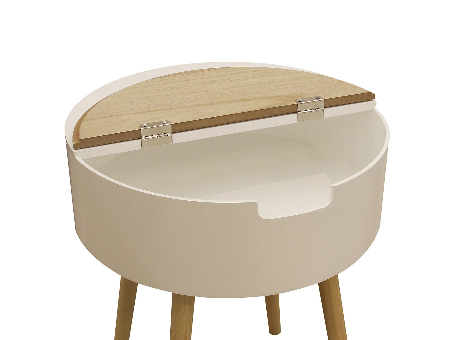 Bout de canapé coffre scandinave blanc et beige – NOVAK
