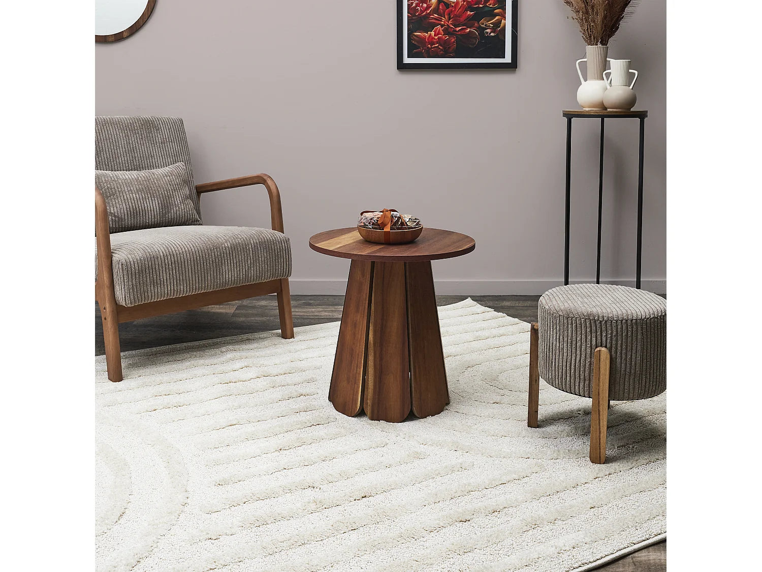 Bout de canapé rond marron design – WILLO