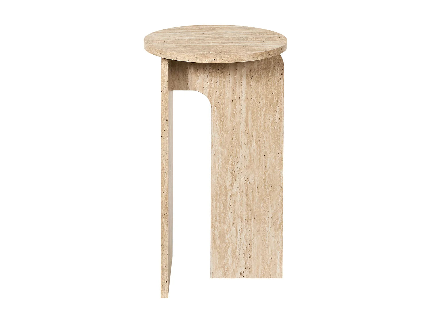 Bout de canapé rond effet pierre blanc et beige – PIETRO