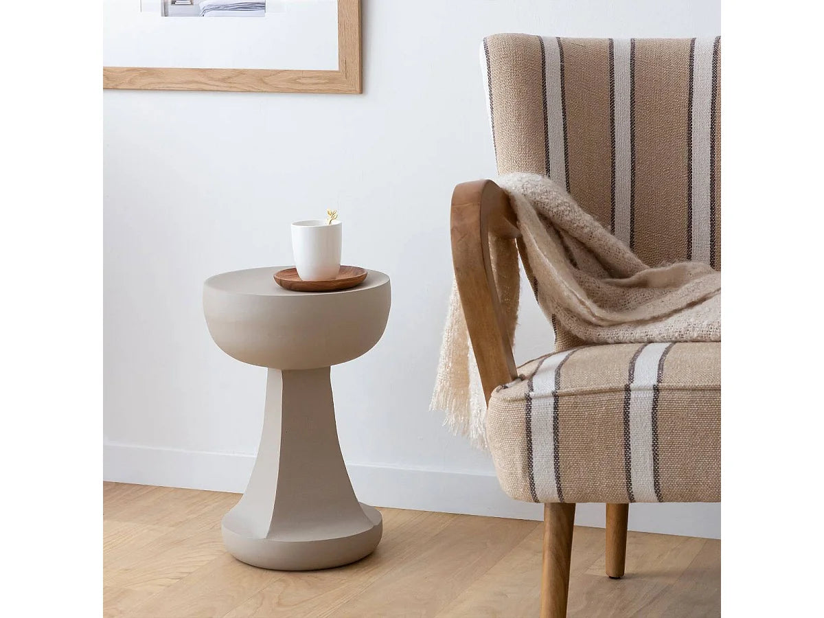 Bout de canapé bas en bois massif beige – DAÏSSA