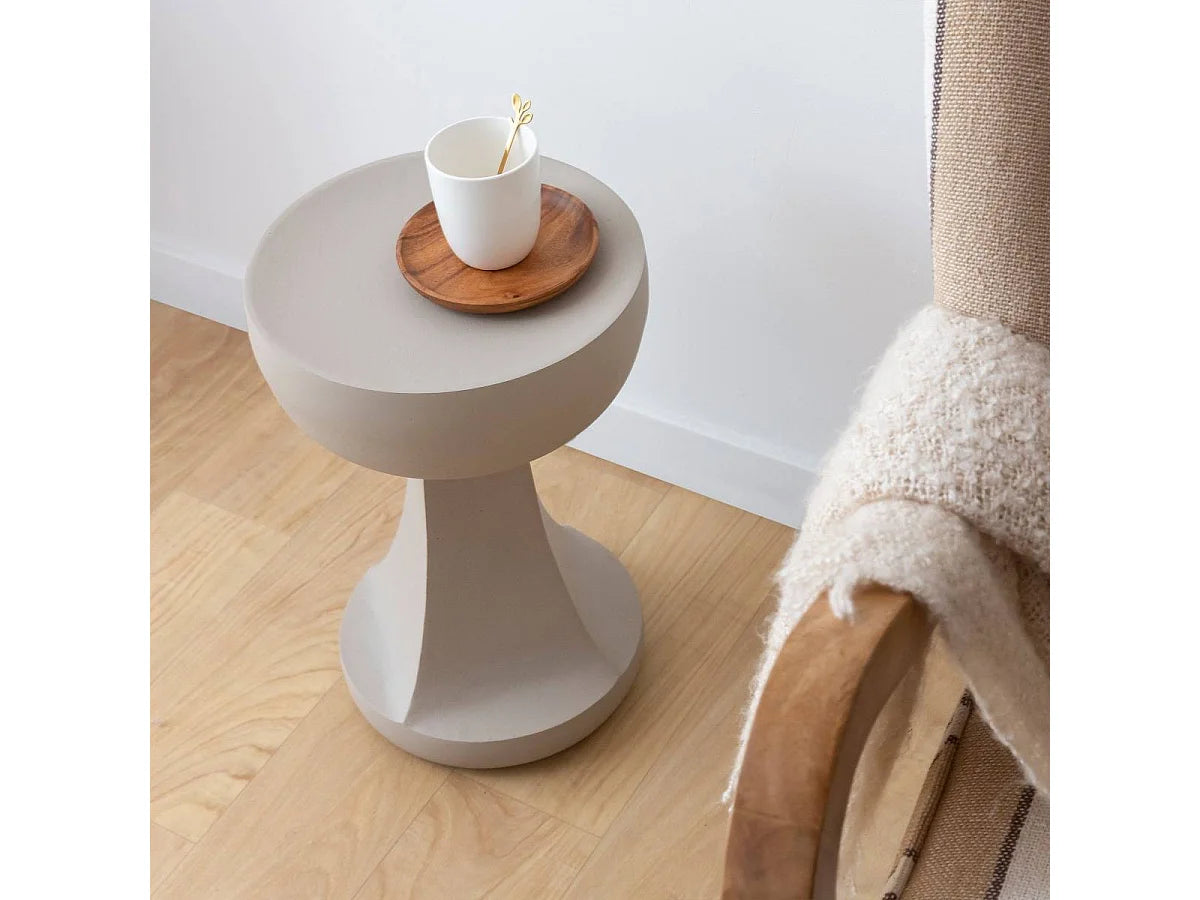 Bout de canapé bas en bois massif beige – DAÏSSA