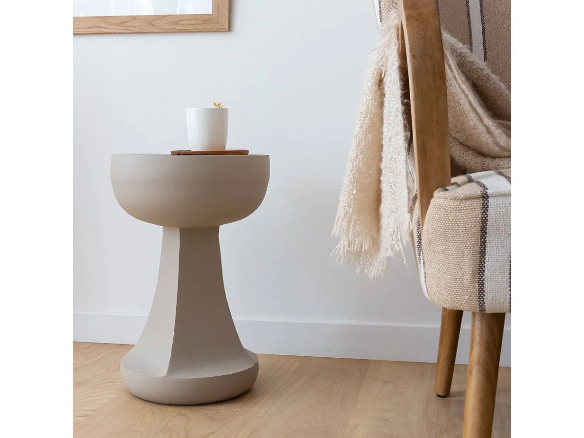 Bout de canapé bas en bois massif beige – DAÏSSA
