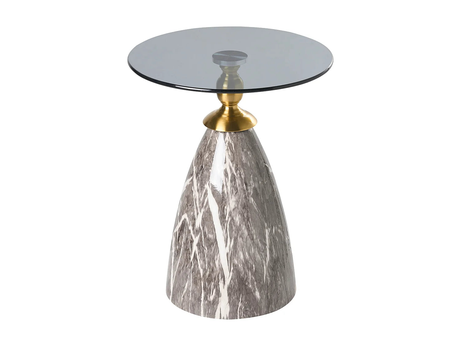 Bout de canapé rond verre noir effet marbre – CADY