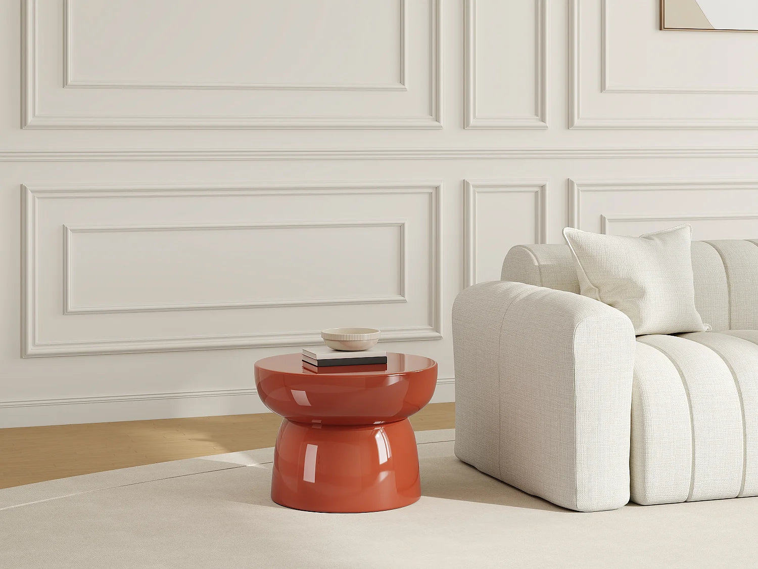 Bout de canapé en métal terracotta brillant – ARGILE