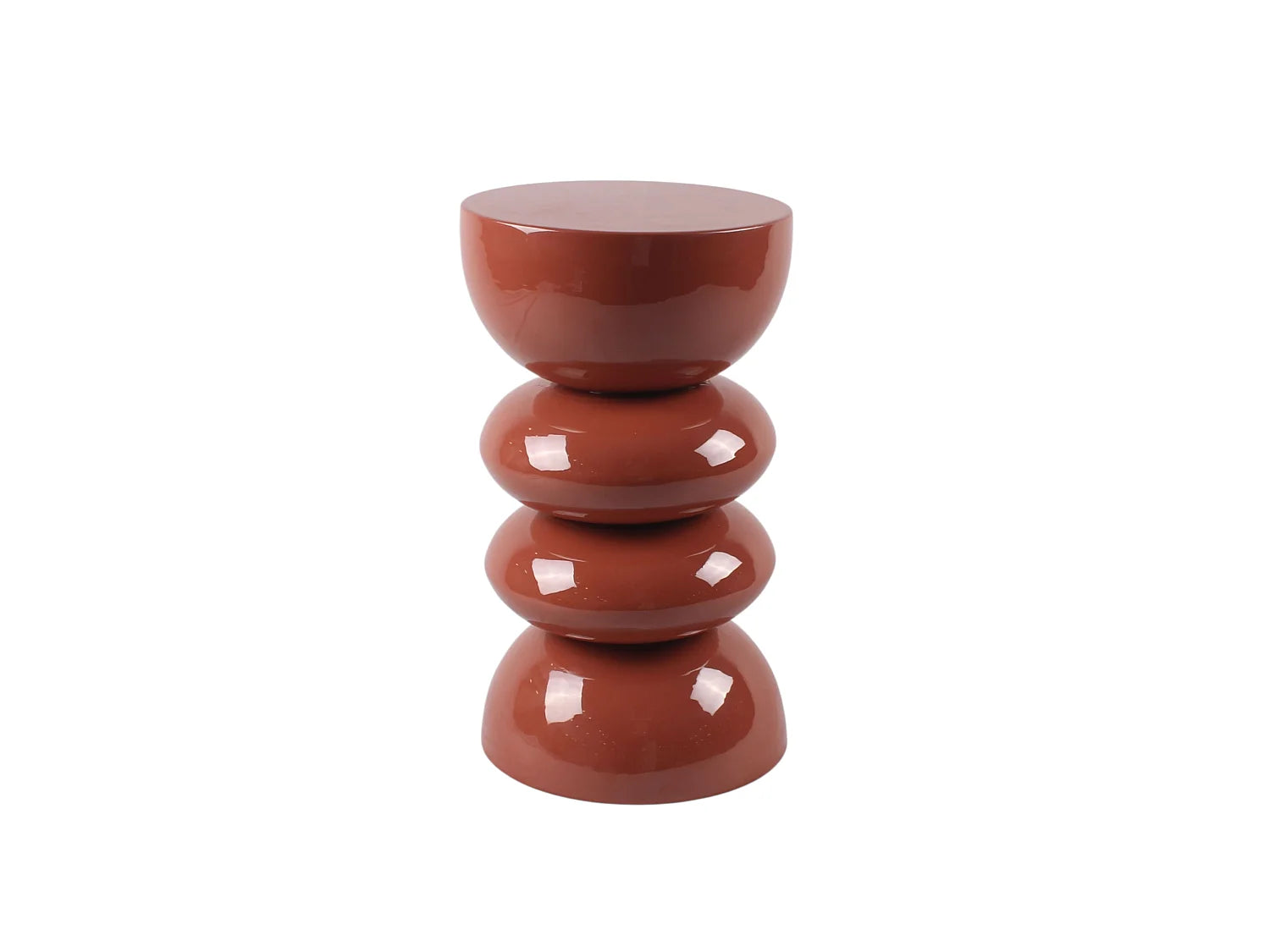 Bout de canapé rond en métal terracotta brillant – CANYON