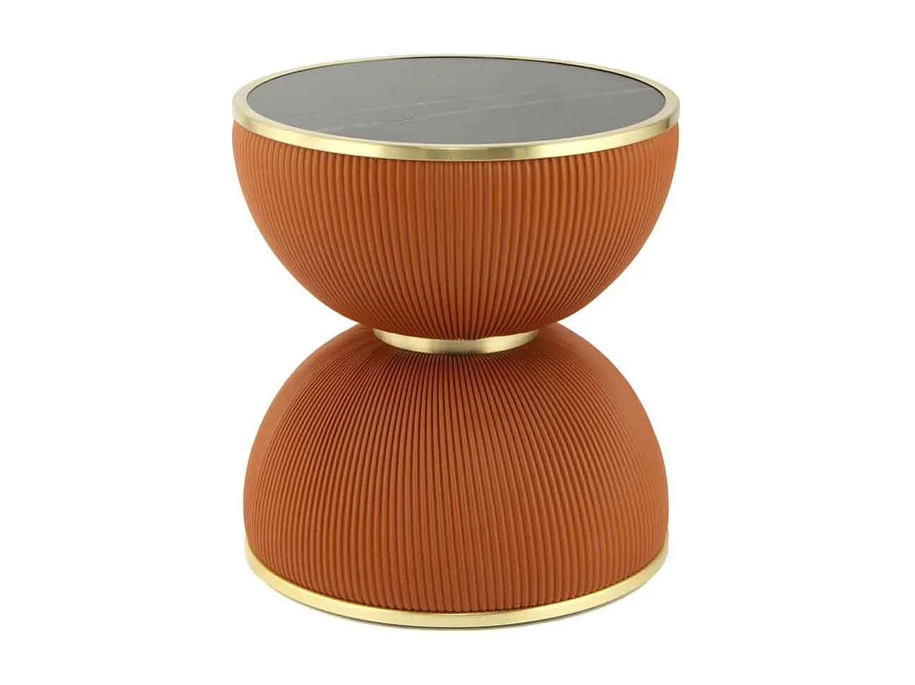 Bout de canapé rond design cognac et or – AKIRA