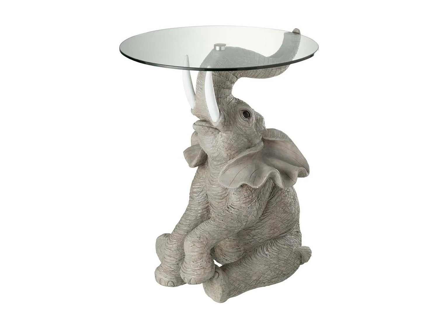 Bout de canapé éléphant verre et résine gris – PACHA
