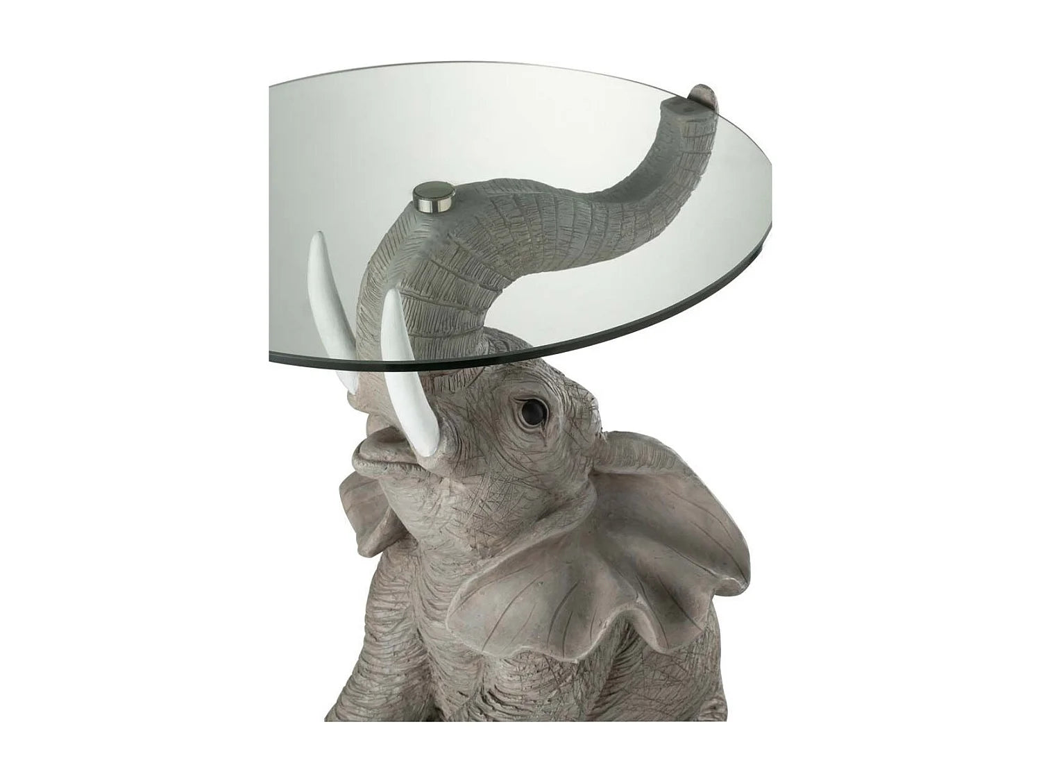 Bout de canapé éléphant verre et résine gris – PACHA