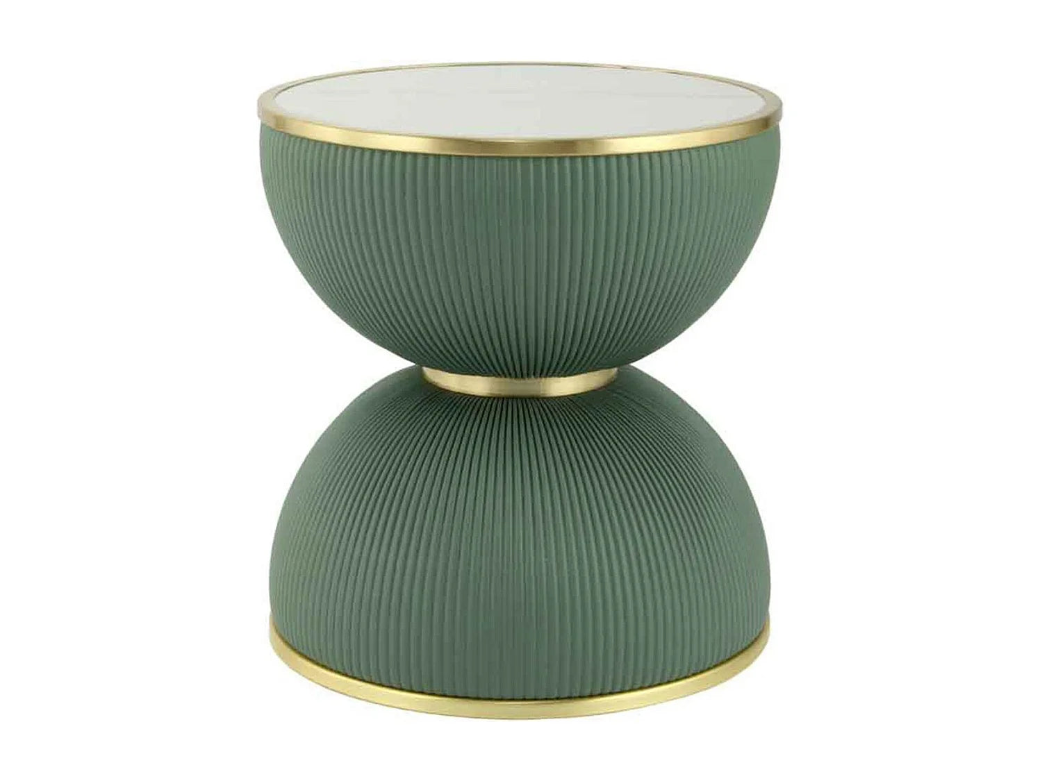 Bout de canapé rond design vert et or – JADIS