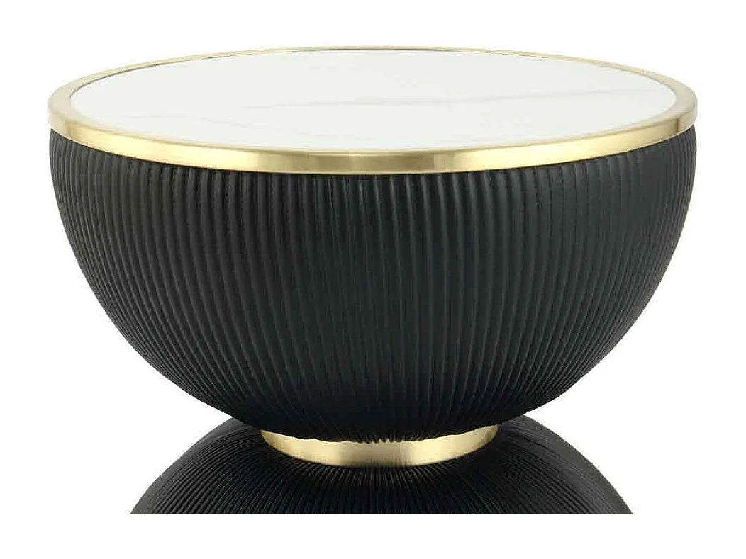 Bout de canapé rond design noir et or – DARIO