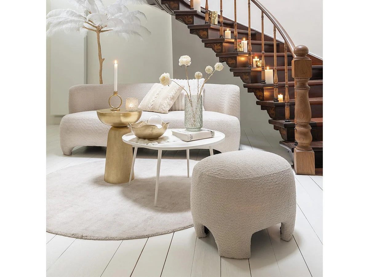 Bout de canapé rond design en aluminium doré – LUMINA