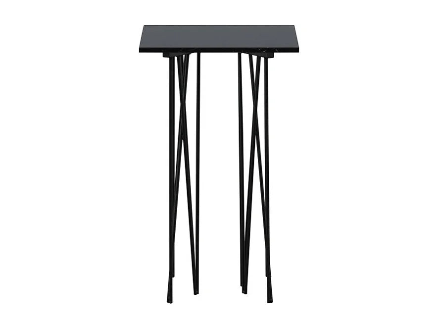Bout de canapé carré en acier noir effet pierre – BASALT