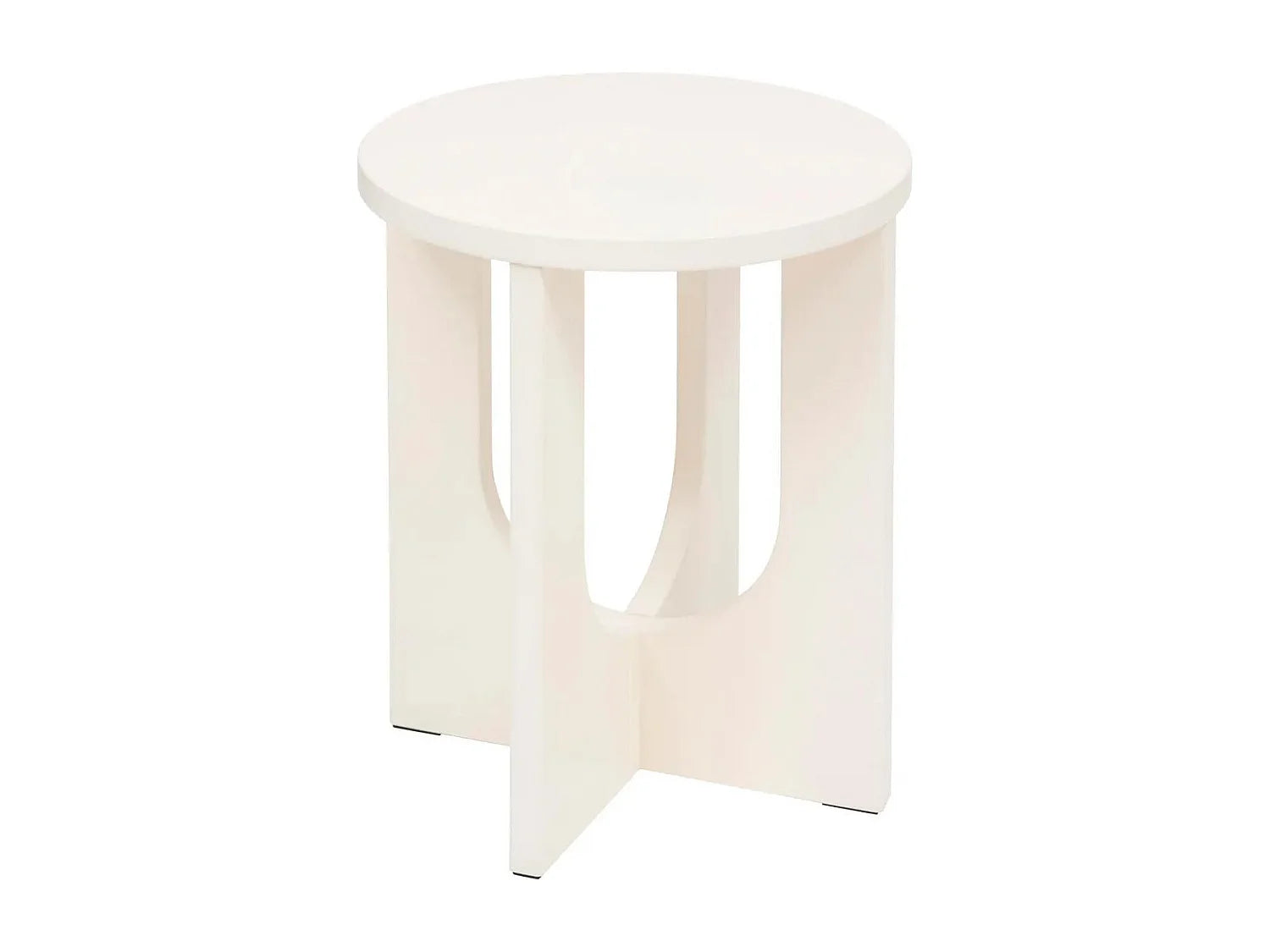 Bout de canapé rond en MDF ivoire mat – BLÉMA