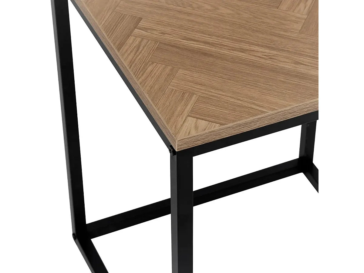 Bout de canapé carré chevrons naturel et noir – TWEED