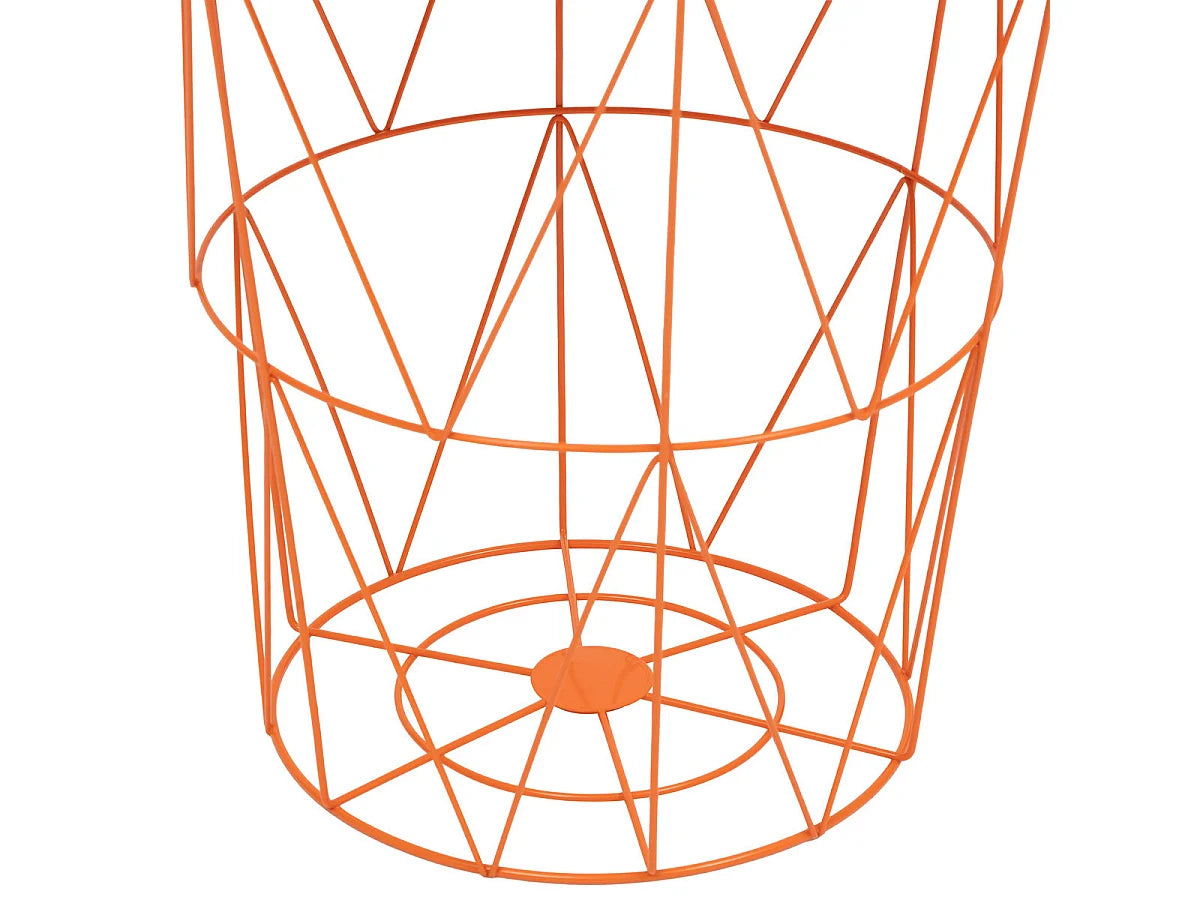 Bout de canapé rond en métal orange avec coffre – ZESTO