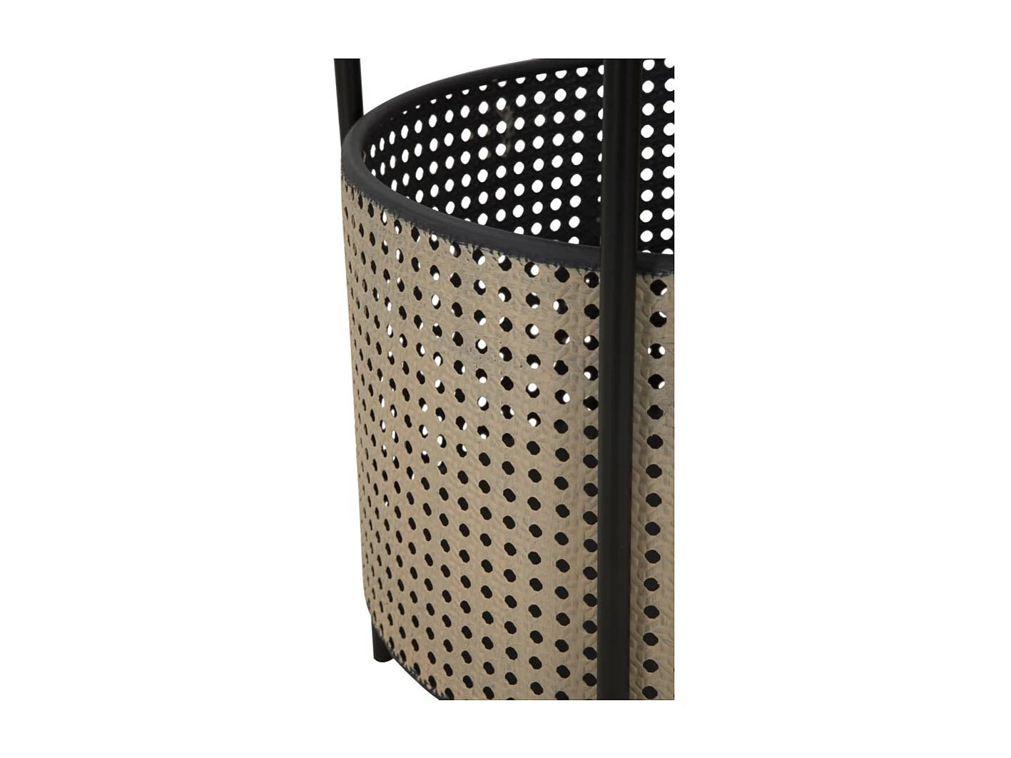 Bout de canapé rond métal noir panier cannage – OSARA